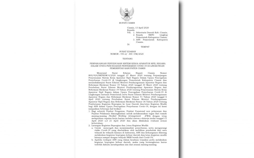 Pemkab Ciamis Perpanjang Kebijakan FWA Bagi ASN