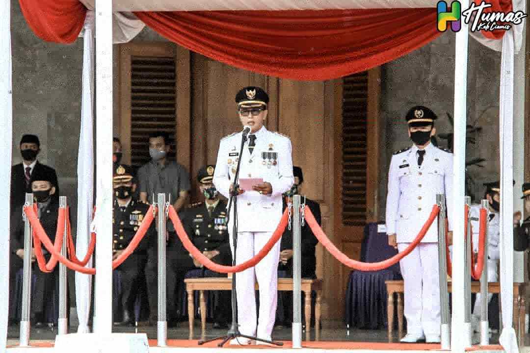 Bupati Ciamis Pimpin Peringatan HUT RI ke-75 di Halaman Pendopo